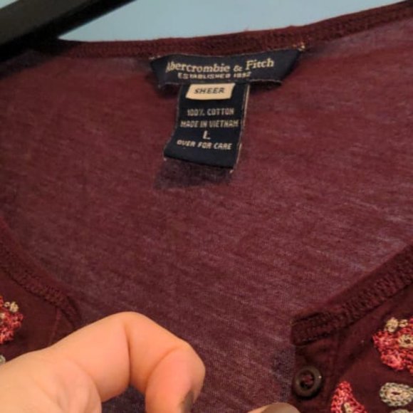 Abercrombie and Fitch Vintage 90s long sleeve embroidered shirt Y2K 90s - Picture 2 of 3